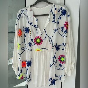 Floral Embroidered Women's Top